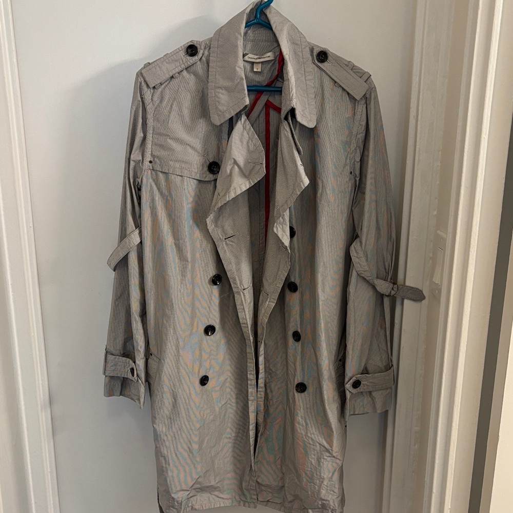 Caulfield Preparatory Gray Double-Breasted Trench Coat